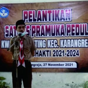 Kak Nurchoman, resmi menjadi “Nakhoda” SatgasPramuli Kwarran Karangreja. Pelantikan dilaksanakan di SD Negeri 3 Tlahab Kidul, Sabtu (27 November 2021)
